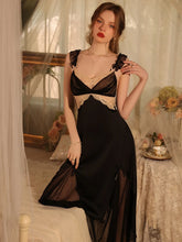 Solid Color Ice Silk Seductive Stain Home Wear Long Nightdress