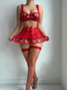 Trendy Fancy Floral Knitted Ruffled Lace Bra and Bra Set Lingerie