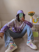 Purple Flame Cream Knit Sweater