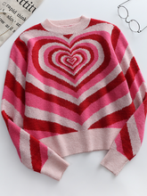 Pink Red Heart Ring Knit Top