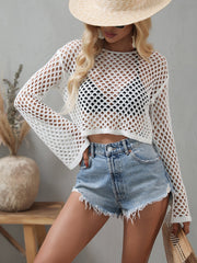 AIDA CROCHET KNIT TOP - WHITE