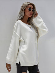 DORETTA White Oversized Front Pocket Knit Sweater