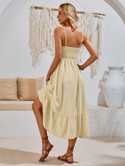 Clementina Crochet Waist Midi Dress - Apricot
