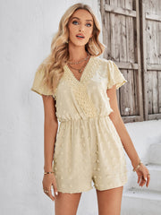 HOUSTON LACE NECK POP ROMPER - APRICOT