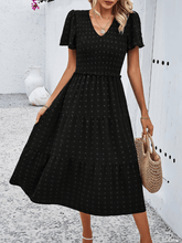 Leonie Spotted Tiered Midi Dress - Black