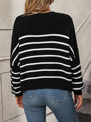 Talilah Stripe Knit Top - Black