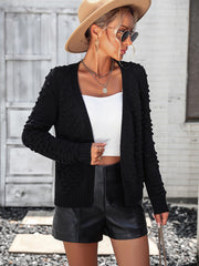 Billie Pom Open Sweater Cardigan - Black