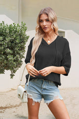 Farah Hoodie Knit Pullover- Black