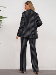 Hudson Pinstripe Blazer Matching Set - Black