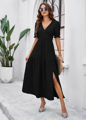 Meadow Smock Midi Dress - Black