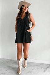 Texas Babydoll Denim Mini Dress - Black