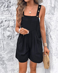 Melinda Relaxed Cotton Romper - Black