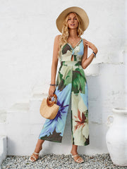 Tropical Bliss Floral Jumpsuit - Blue