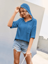 Farah Hoodie Knit Pullover- Blue