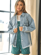 Super Pearl Girl Oversized Denim Shacket - Blue