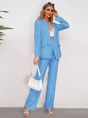 Hudson Pinstripe Blazer Matching Set - Blue