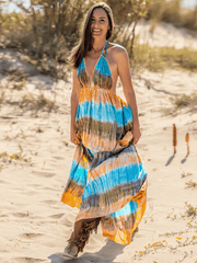 Beach Paradise Tie-Dye Maxi Dress - Blue