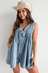 Texas Babydoll Denim Mini Dress - Blue