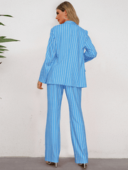 Hudson Pinstripe Blazer Matching Set - Blue