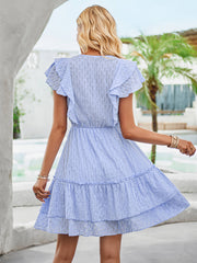 Delilah Eyelet Mini Dress - Blue
