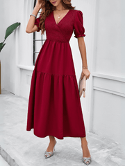 Meadow Smock Midi Dress - Burgundy
