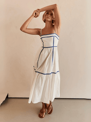 Nevissa Contrast Trim Babydoll Dress - Cream