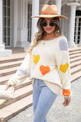 Hearty Valentine Knit Sweater - Cream