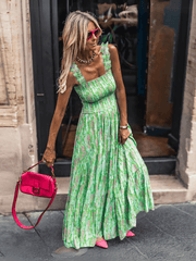 Rylee Strappy Printed Maxi Dress - Green