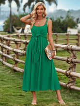 Touch Of Lawn Front Tie Midi Dress - Green