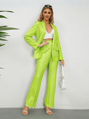 Hudson Pinstripe Blazer Matching Set - Neon Green