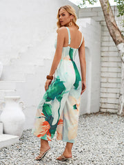 Tropical Bliss Floral Jumpsuit - Green