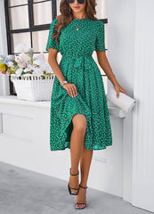 Margaret Polka Dot Midi Dress - Green