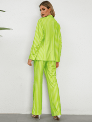 Hudson Pinstripe Blazer Matching Set - Neon Green