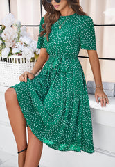 Margaret Polka Dot Midi Dress - Green