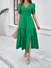 Meadow Smock Midi Dress - Green