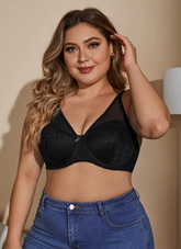 Letter Print Mesh Underwear Breathable Bra