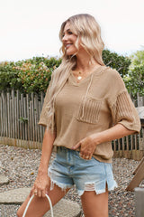 Farah Hoodie Knit Pullover- Khaki