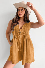 Texas Babydoll Denim Mini Dress - Mustard