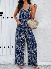 Funky Female Printed Wide Leg Jumpsuit - Navy