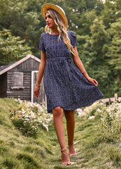 EMILIANA FLORAL DOLL MINI DRESS - NAVY