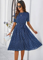 Margaret Polka Dot Midi Dress - Navy