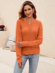 Izzy Crochet Knit Pullover Sweater - Orange