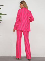 Hudson Pinstripe Blazer Matching Set - Rose Pink