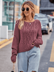 Carlton Cable Knit Sweater - Mulberry