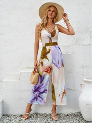 Tropical Bliss Floral Jumpsuit - Purple