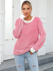 Daydreamer Striped Knit Sweater - Red