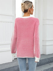 Daydreamer Striped Knit Sweater - Red