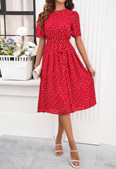 Margaret Polka Dot Midi Dress - Red