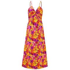 Cynthia Floral V-Neck Boho Maxi Dress - Rose