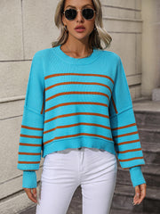 Talilah Stripe Knit Top - Turquoise